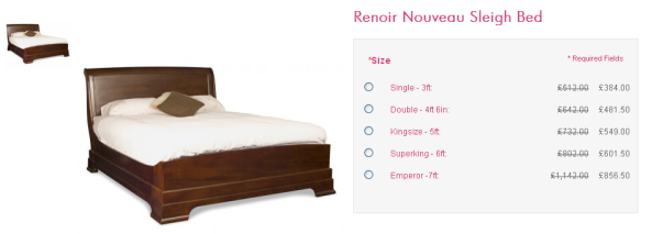 Renoir Nouveau Sleigh Bed